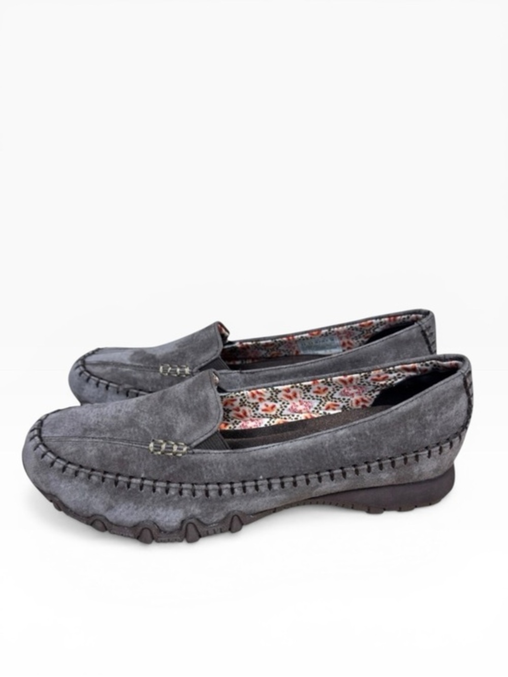 Skechers Relaxed Fit Bikers Pedestrian Gray Suede Moccasins Size US 8.5 UK 5.5